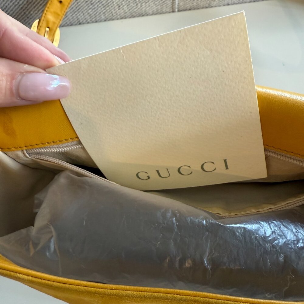 Vintage Gucci 1955 Horse-bit yellow leather & suede cross body - Picture 7 of 10